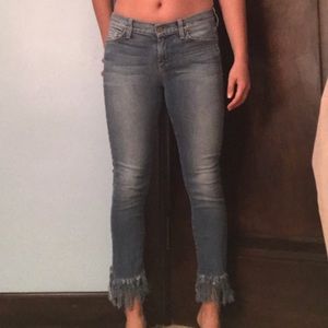 Seven for all mankind frayed low rise jeans